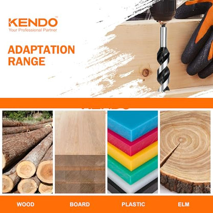 KENDO Auger Drill Bit Set for Wood, 9-Piece Alloy Steel - style: 9PC