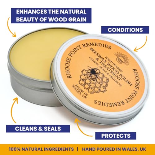 Premium Food-Safe Beeswax Wood Polish & Furniture Wax – Hand Poured Wood Conditioner | Eco-Friendly & Non-Toxic | Protects & Restores All Wood: Furniture, Toys, Cutting Boards, Ornaments (1 Fl Oz) - size: 1.0 fl oz - Starter Tin