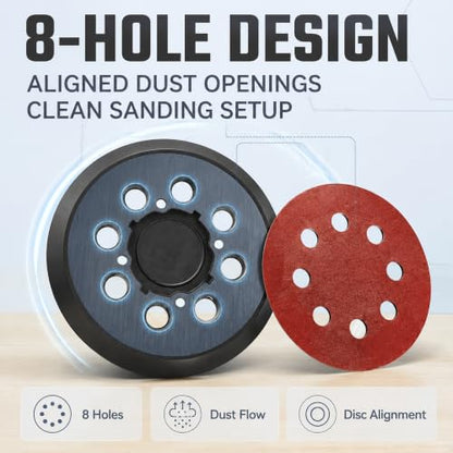 Sanding Disc Backing Pads Set,5 Inch Sanding Pad with 50 PCS Sanding Discs