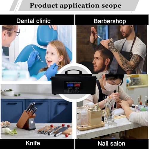 Tool Sterilizers, High temperature sterilization up to 230°C Time Setting, for Nail Salons Dental Clinics Hair Cutting Tools and Daily Household Use Black - color: Black1