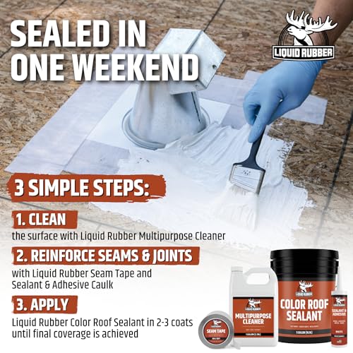 Liquid Rubber Color Roof Sealant - Flat & Metal, Beige, 1 Gallon - color: Beige, size: 1 Gallon