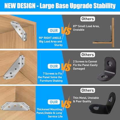 8-Pack Universal Stainless Steel Furniture Corner Connectors,Sliver