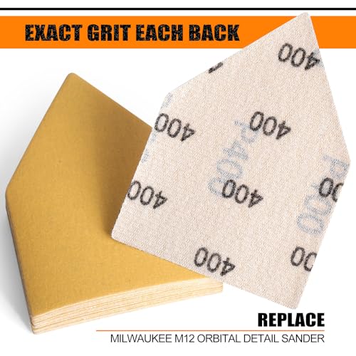 POLIWELL Orbital Triangle Sanding Sheets 50PCS 90x65mm Hook & Loop - style: 400 Girt