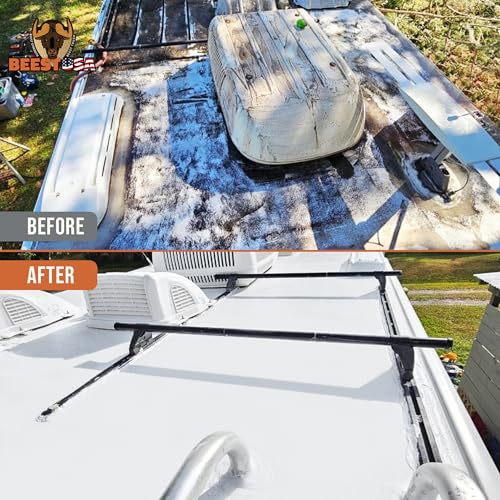 BEEST RV Roof Coating Silicone White, 3.5G Covers up to 117 sq ft (2 Coats)| Liquid Rubber RV Roof Sealant for Trailer, Camper & Metal Building - Elastomeric Repair Coating, EPDM, TPO Sealer, sealant - style: 3.5G - Coating