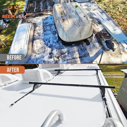 BEEST RV Roof Coating Silicone White, 3.5G Covers up to 117 sq ft (2 Coats)| Liquid Rubber RV Roof Sealant for Trailer, Camper & Metal Building - Elastomeric Repair Coating, EPDM, TPO Sealer, sealant - style: 3.5G - Coating