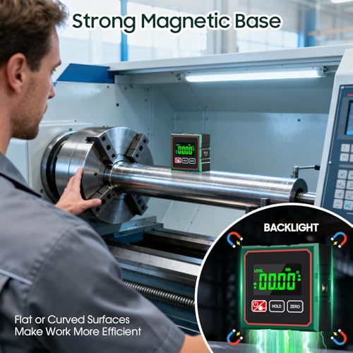 Digital Angle Finder Magnetic Digital Level with Laser Angle Gauge for Table Saw&Woodworking, LCD Display Level Box Measuring Tool, Electronic Laser Backlight Inclinometer for Construction, Machinery