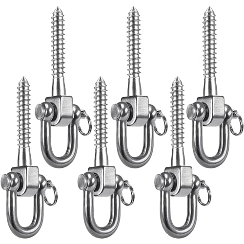 SELEWARE 6 Pack Swing Hangers Swing Set Hooks Stainless Steel Hammock Hooks - color: Stainless 6 Pack Swing Hooks