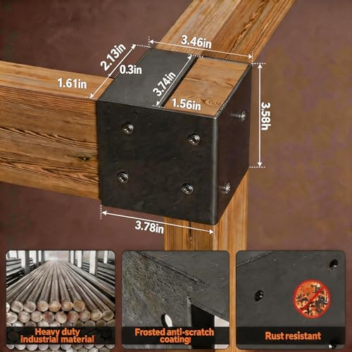 Rust-Resistant Workbench Bracket Kit, 8 Pcs Heavy Duty Steel 3-Way Corner Braces with 64 Screws for 2x4 Wood, DIY Workbench, Garage Shelving, Firewood Rack, Kitchen Storage Rack