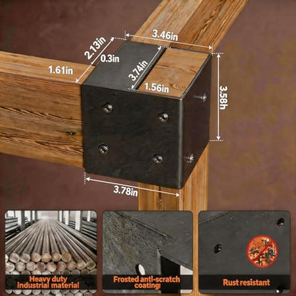 Rust-Resistant Workbench Bracket Kit, 8 Pcs Heavy Duty Steel 3-Way Corner Braces with 64 Screws for 2x4 Wood, DIY Workbench, Garage Shelving, Firewood Rack, Kitchen Storage Rack