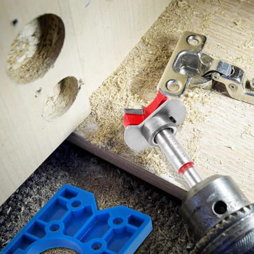 Wolfride 35mm Concealed Hinge Jig Kit - Cabinet Door Hinge Drill Guide with Forstner Bit & Hole Cutter for Woodworking