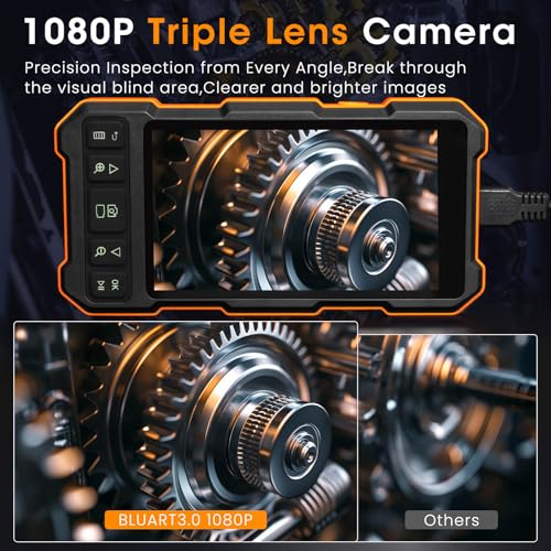 Triple Lens Borescope for Mechanic Automotive HVAC Wall Inspections - size: 5" Triple Lens-16.5FT
