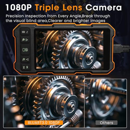 Triple Lens Borescope for Mechanic Automotive HVAC Wall Inspections - size: 5" Triple Lens-16.5FT