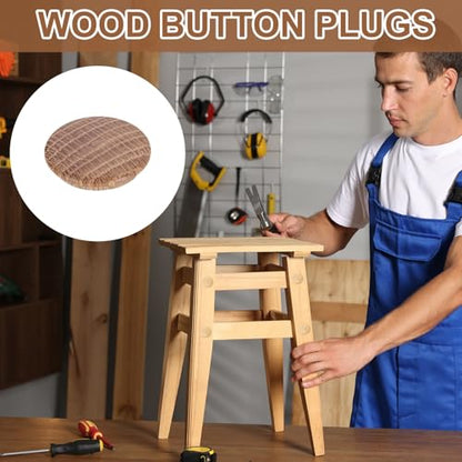 uxcell 20Pcs Wood Button Plugs, 30mm / 1.18" Hardwood Screw Hole Plug Mushroom Wooden Caps Buttons Oak Wood Plug for Furniture Woodworking Craft Decor (35mm x 30mm)