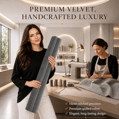 Ciieyuo Premium Velvet Under Door Draft Stopper, Adjustable 30-36 Inches - color: Gray, size: 30'' to 36''