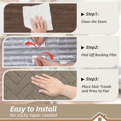 BEQHAUSE Non Slip Stair Treads for Wooden Steps 28" x 9", 4pcs, Beige - color: Beige - Geometric, size: 28 in X 9 in (4 Pieces)