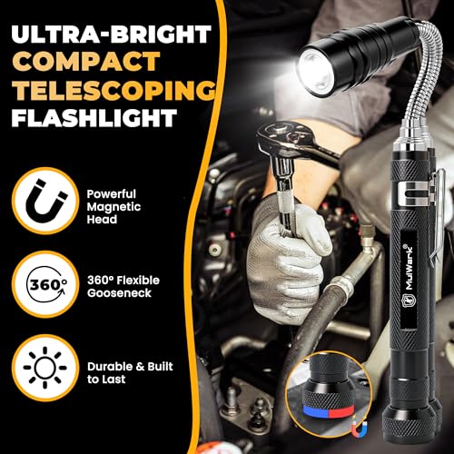 Mulwark 7-Piece Telescoping Magnetic Pickup Tool Set, Versatile Magnet Tool with 1lb & 5lb Magnet Sticks, 360° Swivel Inspection Mirror & Parts Tray, Ideal Gifts for Men, Dads, Mechanics - size: 7pcs Large