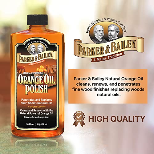 Parker & Bailey Woodcare Oil Polish Kit – Lemon Oil & Orange Oil Furniture Cleaner & Wood Restorer – Natural Wood Polish for Tables, Cabinets & Furniture Shine Bundle