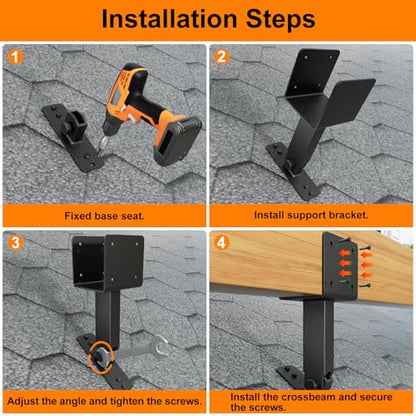 4x4 Heavy Duty Roof Riser Brackets Kit, 3PCS Adjustable Pergola Brackets - color: C, size: 3pcs