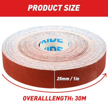 Emery Cloth Roll 320 Grit 1" x 98' for Metal & Wood - size: 320 Grit