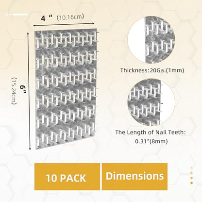 10 Pack 6x4 inch Truss Mending Plate Compatible with 8mm Nail Teeth - size: 6x4 inch