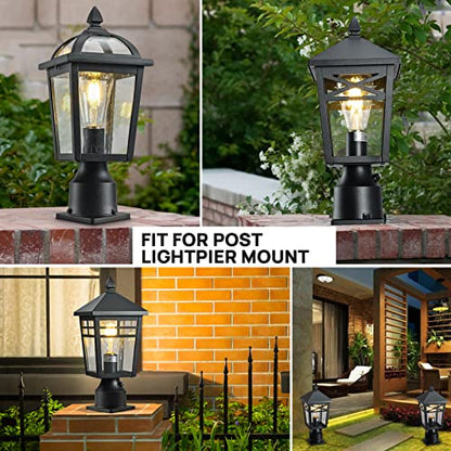 Pier Mount Base, Rustproof Thick Aluminum, for 3" Post Light, Black - color: Black, size: 1 pack