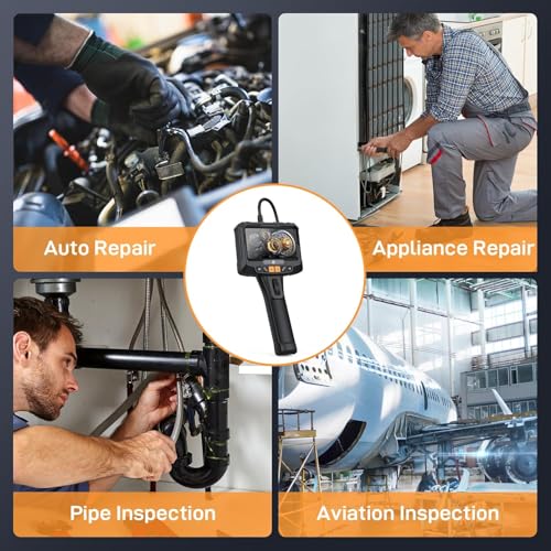 Articulating Industrial Borescope with Light, 360° Endoscope Inspection Camera with Articulated Probe, 1280P Flexible Mechanic Fiber Optic Snake Scope Cam for Wall Automotive Engine Inspect-5FT