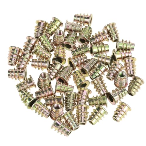 50Pcs M5x13mm Zinc Alloy Threaded Inserts for Wood - Hex Socket Drive Helical Inserts Kit