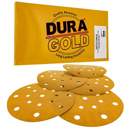 Dura-Gold 6" Gold Sanding Discs, 1000 Grit, Box of 50, Hook & Loop, 17 Hole - size: 1000-Grit