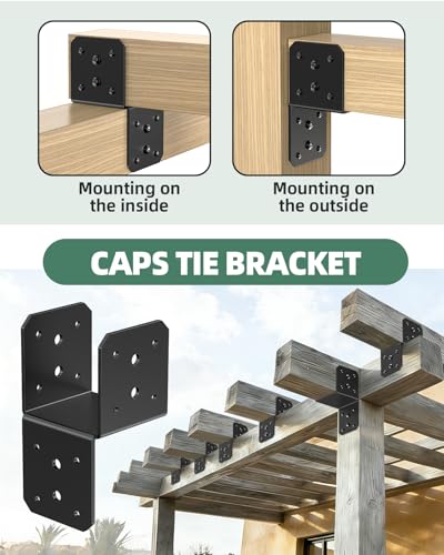 Heavy Duty Angle Brackets for 4x4, 4x6 Post, Black 4-Pack - color: Black-4PCS