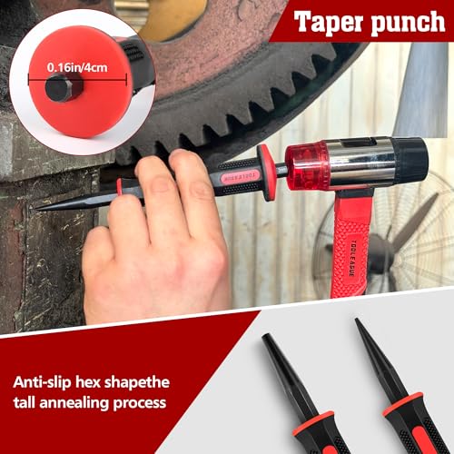 TOOLEAGUE 9Pcs Punch and Chisel Set with Hand Guard