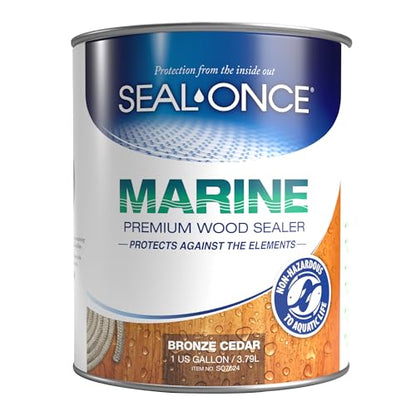 Seal-Once Marine Waterproof Wood Sealer and Stain, Bronze Cedar, 1 Gallon - color: Bronze Cedar, size: 1 Gallon