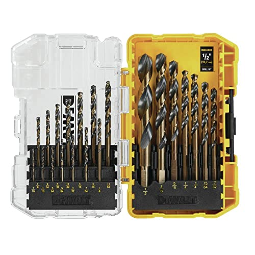 DEWALT Drill Bit Set, 21 Pc High Speed Steel DEWALT Bits, Black and Gold Oxide Coated, 135 Degree Split Point, 31 Degree Helix (DWA1181) - size: One Size