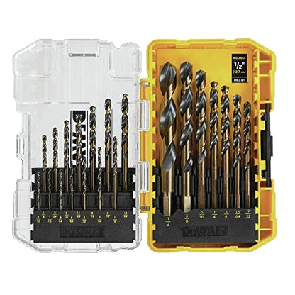 DEWALT Drill Bit Set, 21 Pc High Speed Steel DEWALT Bits, Black and Gold Oxide Coated, 135 Degree Split Point, 31 Degree Helix (DWA1181) - size: One Size
