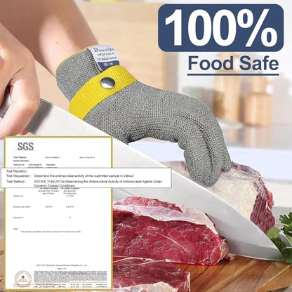 Dowellife Comfortable ANSI A9 Cut Resistant Glove Food Grade, Mesh Metal Kithcen Glove for Chef Oyster Shucking Mandoline Knife Butcher Meat Cutting - size: Medium (Pack of 12)