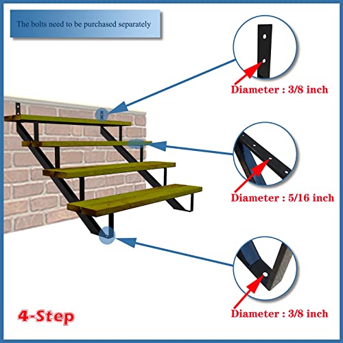MTB Black Steel Stair Riser with 1/2/3/4/5/6/7 Steps - style: 4 Step 2Pack