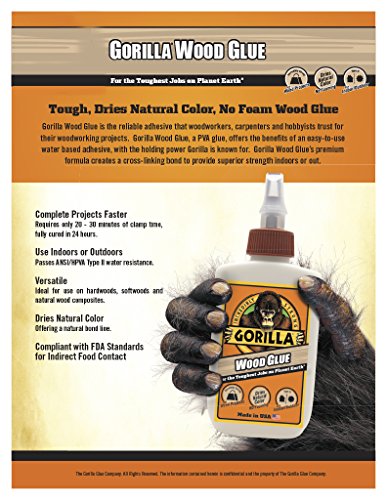 Gorilla Wood Glue, 4 ounce Bottle, (Pack of 8) - size: 8 - Pack