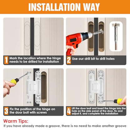 7" Hidden Door Hinge/Concealed Hinges,Invisible Hinges - color: White, size: 7 inches