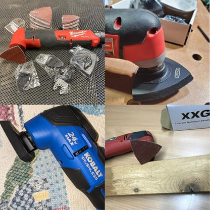 XXGO 105 Pcs Oscillating Multi Tool Finger Triangle Sanding Pads Kits - size: 3-1/8 Inch Triangle & 2 Inch Finger Kit - 105 Pcs