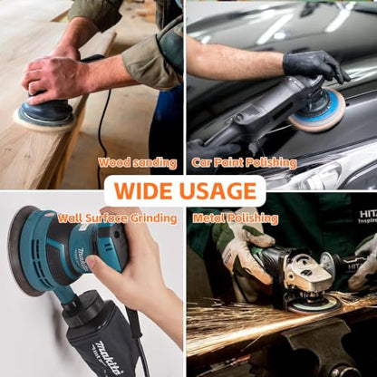 5 Inch 120Pcs Sanding Discs Hook & Loop 8 Holes Wet Dry Sandpaper 180 240 320 400 600 800 1000 1500 2000 3000 Assortment Grits Silicon Carbide Orbital Sander with Interface Pad for Wood Auto Metal