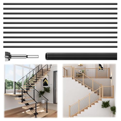 LukLoy 10 Pack 8 FT x 19/32 inch SS201 Horizontal Stair Balusters - size: 8 ft, style: 10 Pack