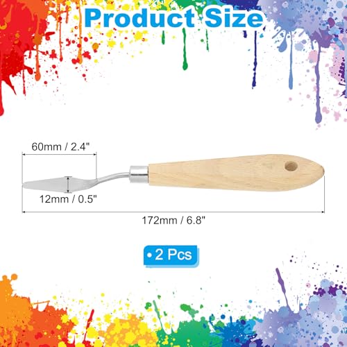 PATIKIL Art Spatula, 2 Pcs No.4 12mm Stainless Steel Flexible Palette Knife Painting Knife Painting Spatula Oil Painting Mixing Scraper with Wood Handle for Canvas Acrylic Painting, Brown - style: No.4