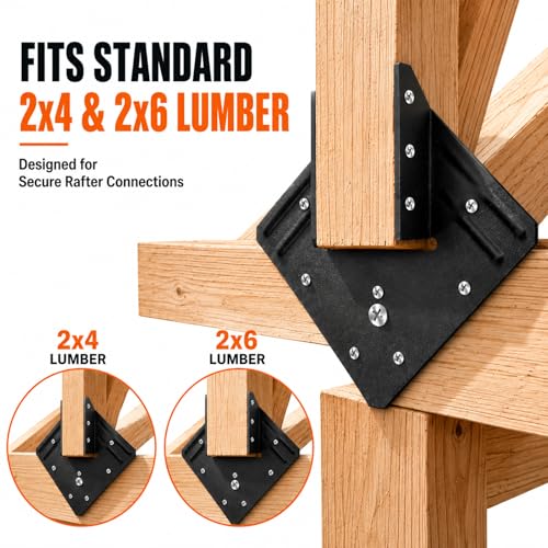 Black Hurricane Ties, 20 Pack Rafter Brackets for 2x4 and 2x6