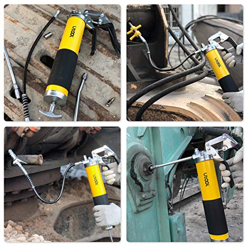 UTOOL 8000 PSI Heavy Duty Pistol Grip Grease Gun Kit, 14 oz Capacity - size: 7PCS