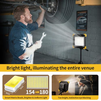 12000mAh Rechargeable LED Work Light with Stand,Magnetic Base & Remote - size: work light+Tripod