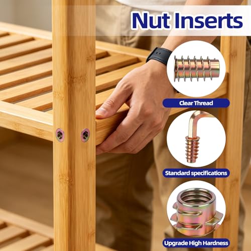 M6 x 15mm Threaded Inserts for Wood, Zinc Alloy Hex Socket Drive Insert Nuts for Wood Furniture, Hex Spanner Included, 50 PCS - size: M6 x 15mm, style: Alloy Steel
