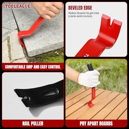 TOOLEAGUE 4Pcs Flat Pry Bar Set,5-1/2",7-1/2",10",15"