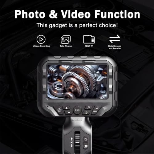 Dual Lens Articulating Borescope,0.24In Endoscope Camera with Light,5.3FT - size: Dual lens