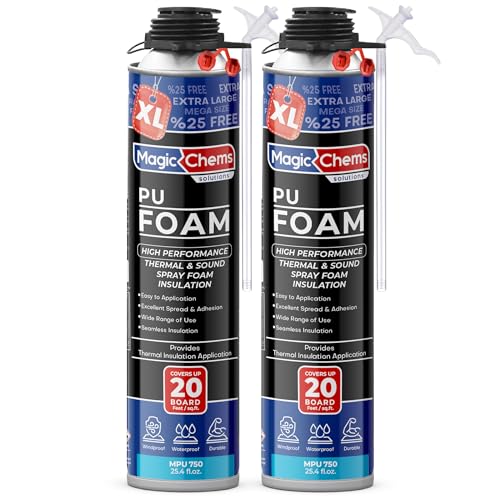 Magic Chems Spray Foam Insulation, Expanding Sealant, 2 Pack-25.4 oz