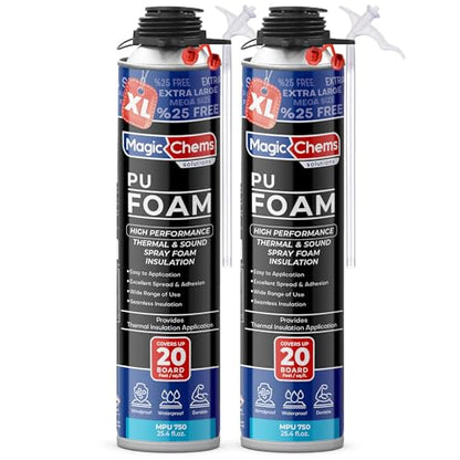 Magic Chems Spray Foam Insulation, Expanding Sealant, 2 Pack-25.4 oz