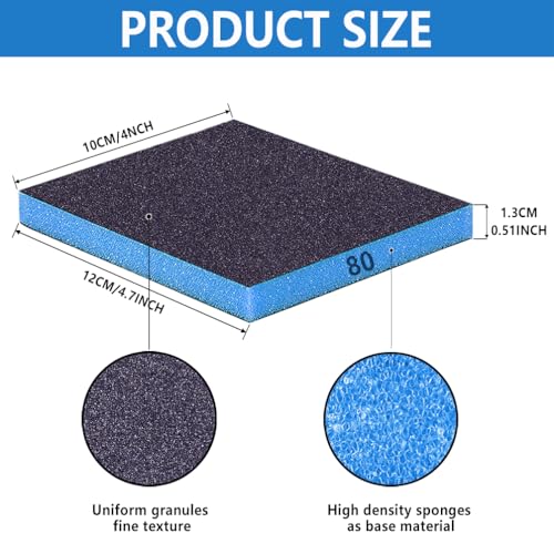 16 Pack Sanding Sponge, 60 80 100 120 150 180 240 320 Coarse Medium Fine Grits Sanding Block,Wet Dry Sandpaper Block Sandpaper Sponge for Wood Metal FurniturePaint and Drywall - color: Blue, size: 60/80/100/120/150/180/240/320 Grit(each of 2)